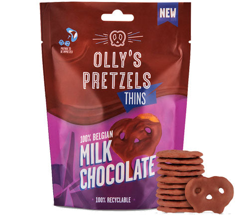 Ollys pretzels thins - Milk Chocolate