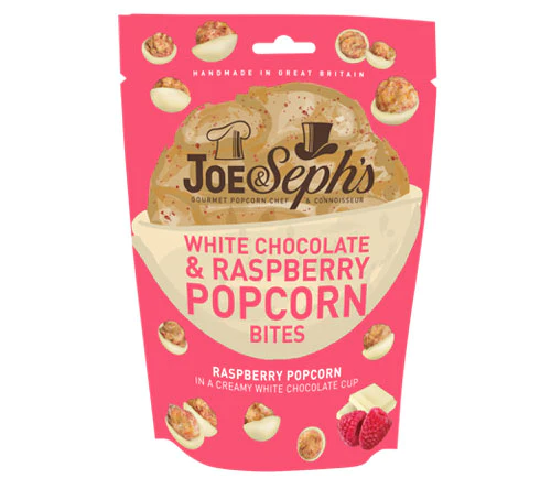Joe & Seph's White Chocolate and Raspberry Popcorn Bites 63g